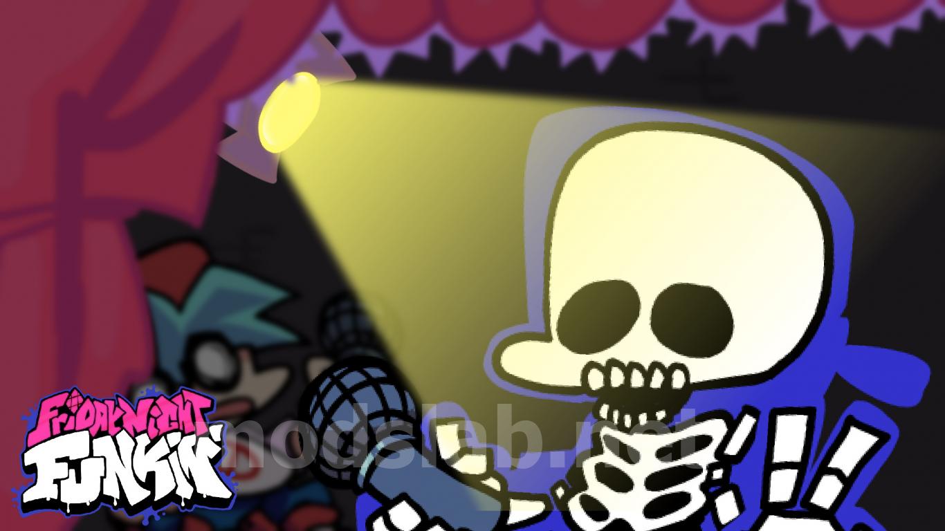 Скачать Играбельный скелет из экрана смерти / Playable Skeleton Boyfriend  (Gameover Screen) для Friday Night Funkin