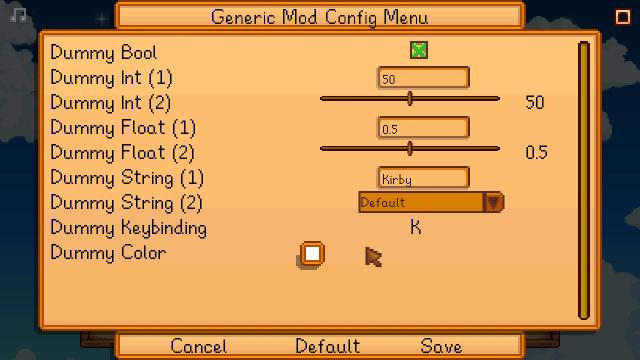 Generic Mod Config Menu for Stardew Valley