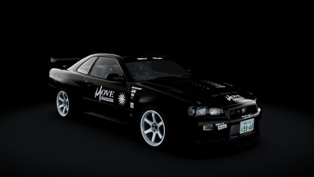 2002 Nissan Skyline GTR R34 V-Spec II Black Sun Stock for Assetto Corsa