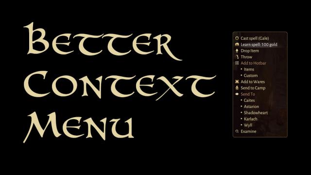 Better Context Menu для Baldur's Gate 3