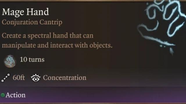Mage Hand Improved (No Short Rest Required) for Baldur's Gate 3