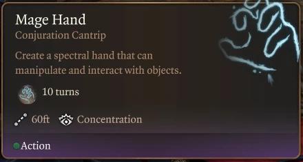 Mage Hand Improved (No Short Rest Required) for Baldur's Gate 3