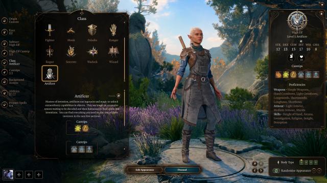 Artificer class and all subclasses for Baldur's Gate 3