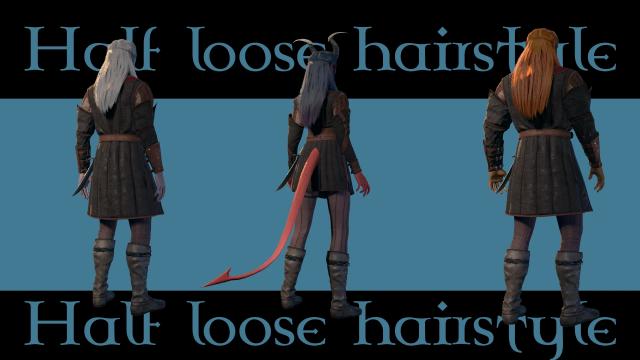 Half loose hairstyle for Baldur's Gate 3