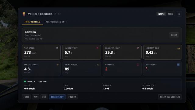 Vehicle Records для BeamNG Drive