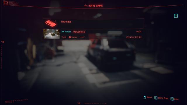 Male V Nomad starting save for Cyberpunk 2077