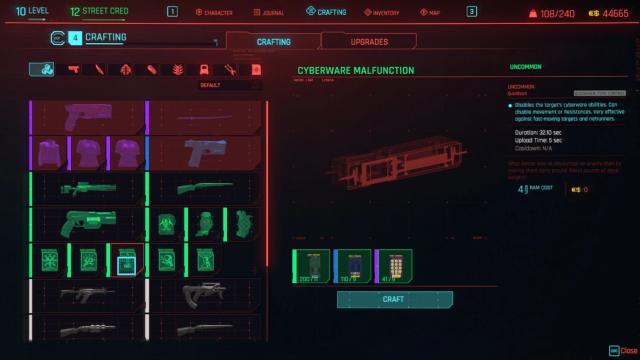 Instant Disassembling and Crafting for Cyberpunk 2077