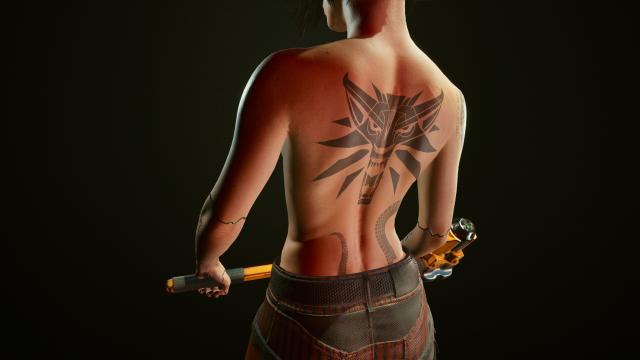 Татуировка школы волка / Witcher Wolf Tattoo for Fem V для Cyberpunk 2077