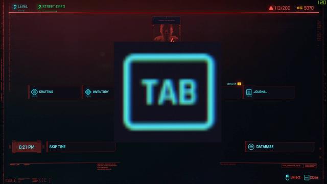 TAB      Tab key to open Game Menu