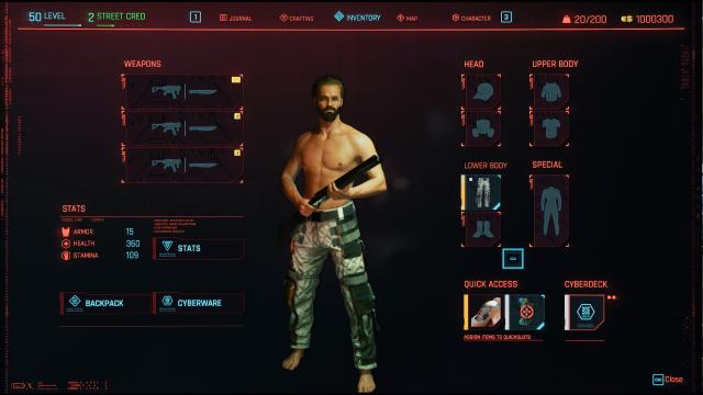 The World Is Your Oyster - Level 50 Male Nomad - All Iconics for Cyberpunk 2077