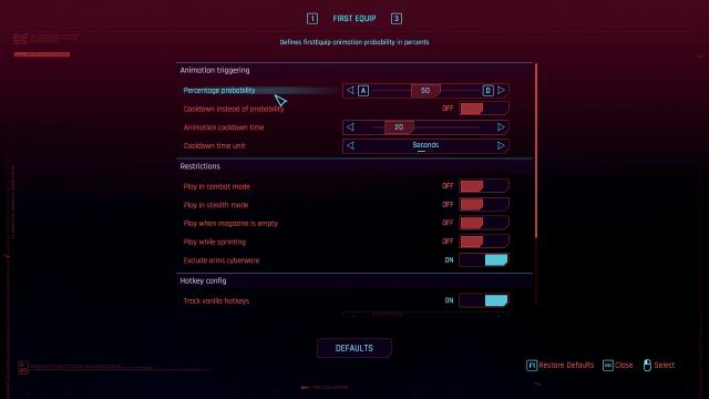 Always First Equip for Cyberpunk 2077