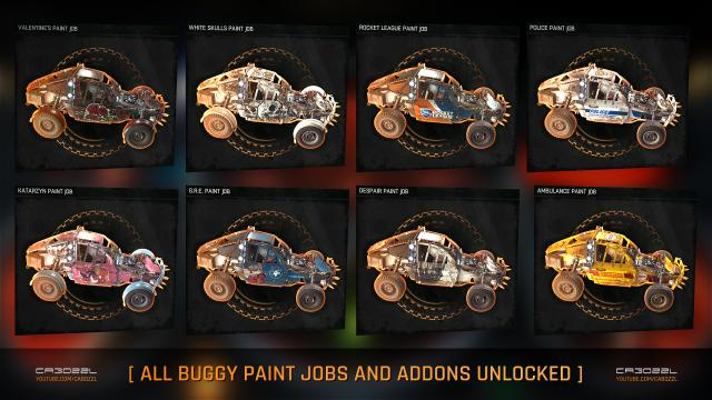 All Buggy Paint Jobs and Addons Auto Unlocked