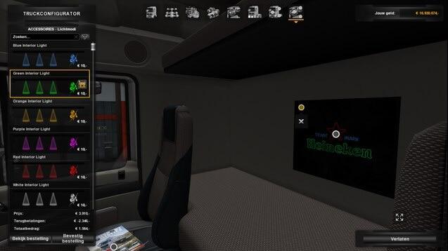 Interior Lights & Emblems для Euro Truck Simulator 2