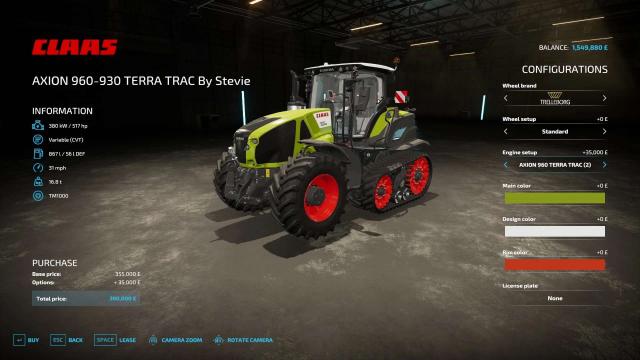 Claas Axion 960TT for Farming Simulator 22