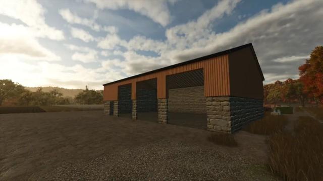 Wood-clad machine shed for Farming Simulator 25