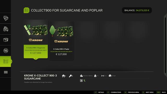 Krone X-Collect 900 for sugar cane and poplars for Farming Simulator 25