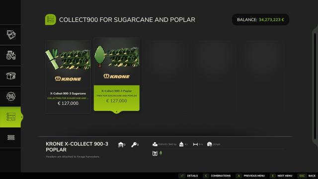 Krone X-Collect 900 for sugar cane and poplars for Farming Simulator 25