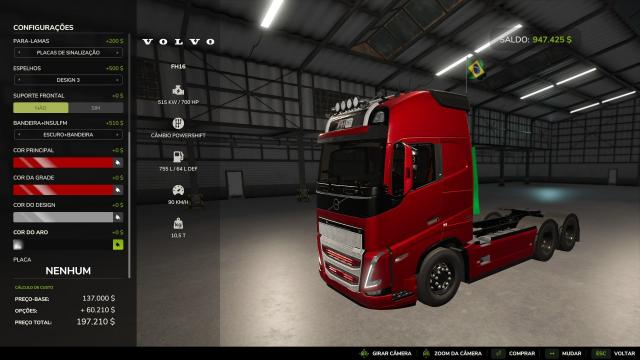 Volvo FH16 BR for Farming Simulator 25
