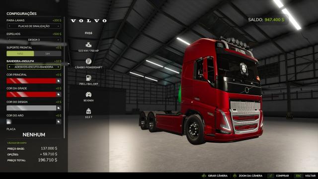 Volvo FH16 BR for Farming Simulator 25