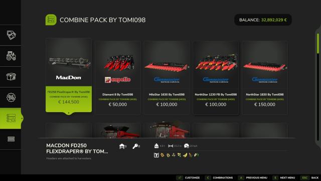 Combine And Headers Pack для Farming Simulator 25