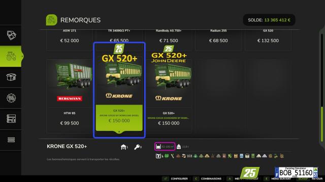 Krone GX520+ for Farming Simulator 25