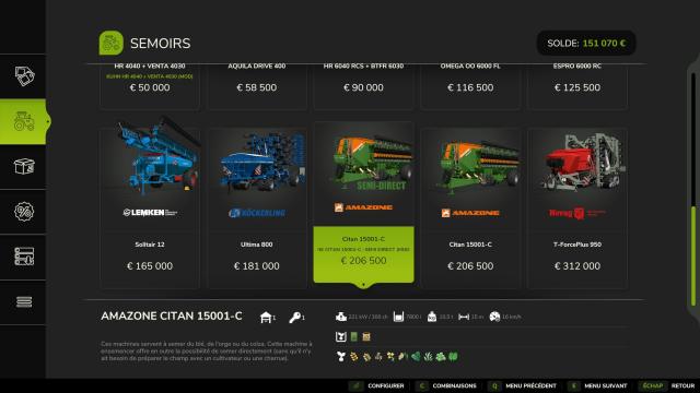 Amazone Citan 15001-C : Direct Seeding for Farming Simulator 25