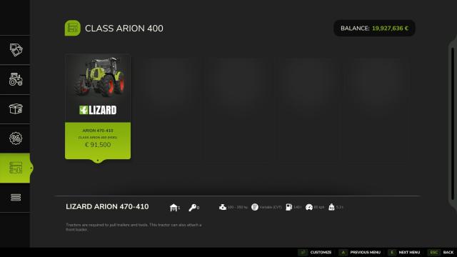Class Arion 400 (85 km/h / 350hp) для Farming Simulator 25