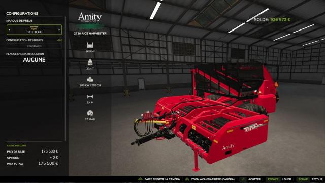 Amity Rice Harvester для Farming Simulator 25