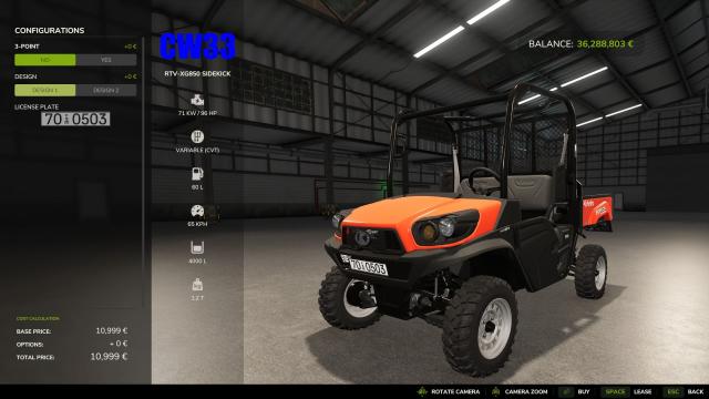 Kubota Sidekick 4000L Unreal Capacity для Farming Simulator 25