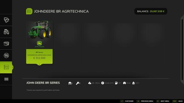 JohnDeere 8R Agritechnica for Farming Simulator 25