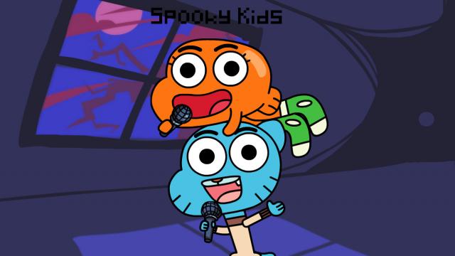 Gumball and Darwin over Spooky Kids for Friday Night Funkin
