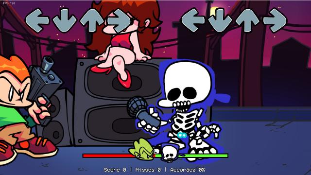 Играбельный скелет из экрана смерти / Playable Skeleton Boyfriend (Gameover Screen) для Friday Night Funkin