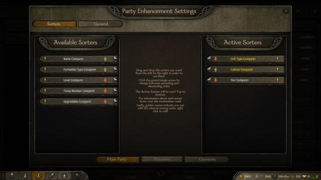 Party Screen Enhancements for Mount And Blade: Bannerlord