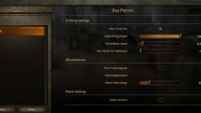 Покупка патрулей / BuyPatrols для Mount And Blade: Bannerlord