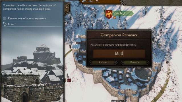 Rename Companions In Towns for Mount And Blade: Bannerlord