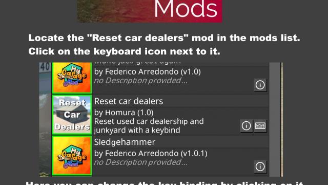 Reset car dealers для My Garage