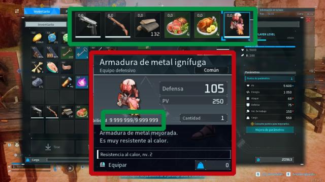 Max Durability and All Items Weight 0 and  Food Not Spoil