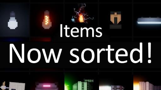 Sorted items in categories for People Playground