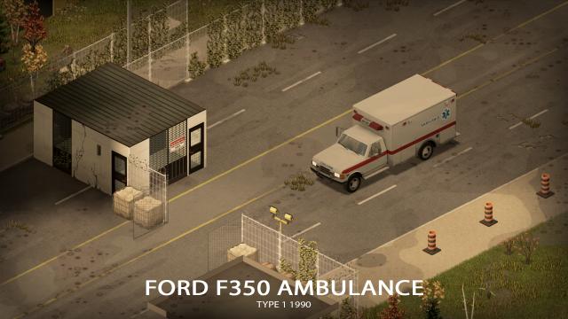 '90 Ford F350 Ambulance для Project Zomboid