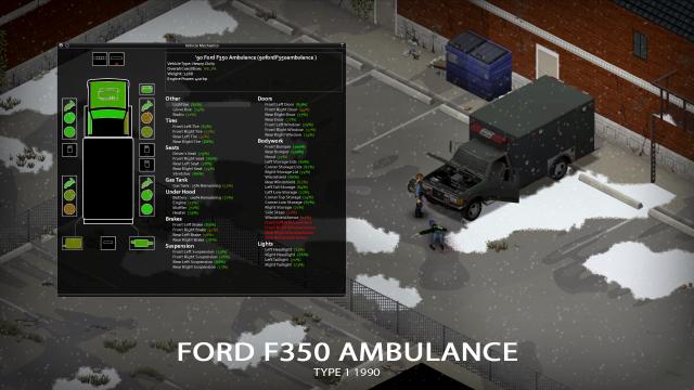 '90 Ford F350 Ambulance для Project Zomboid