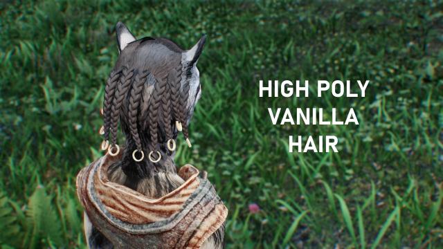 Высокополигонные стандартные волосы / High Poly Vanilla Hair для Skyrim SE-AE