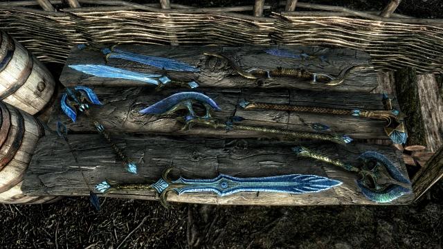 Vlammenzee's Glass weapons retextured for Skyrim SE-AE