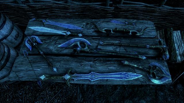 Vlammenzee's Glass weapons retextured for Skyrim SE-AE