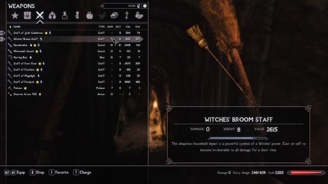 Метла ведьмы / Witches Broomstick Staff - A Halloween Mod для Skyrim SE-AE