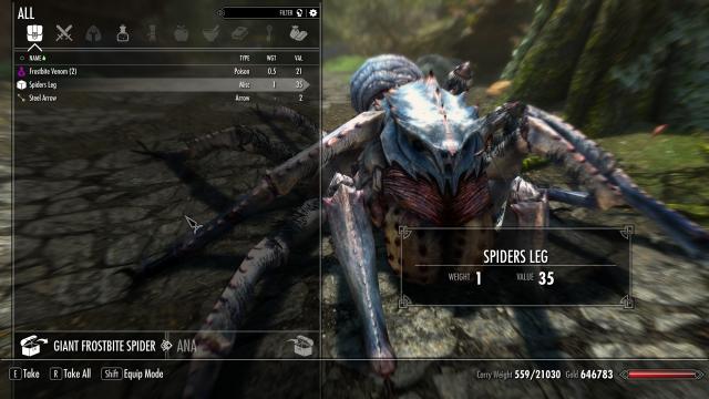 The Spiders Leg - Паучья ножка для Skyrim SE-AE