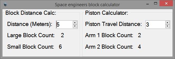 SE Block and Piston Calculator for Space Engineers