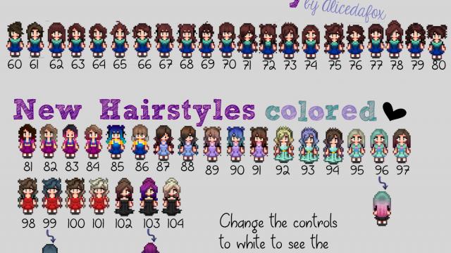 Hairstyles recolored and a new Hairstyle Update for Stardew Valley