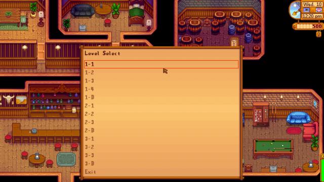 Prairie King Level Select для Stardew Valley