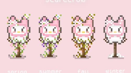 Mymelody and Kuromi seasonal scarecrow для Stardew Valley