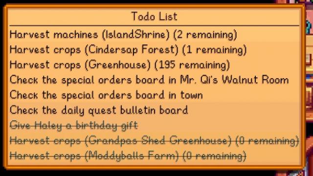 Automatic To-do List for Stardew Valley